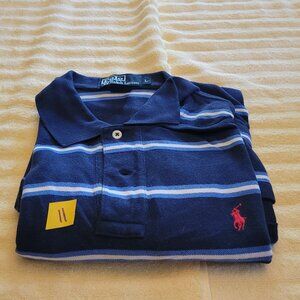 Ralph Lauren polo, Short sleeve, Knit, Navy Blue and striped